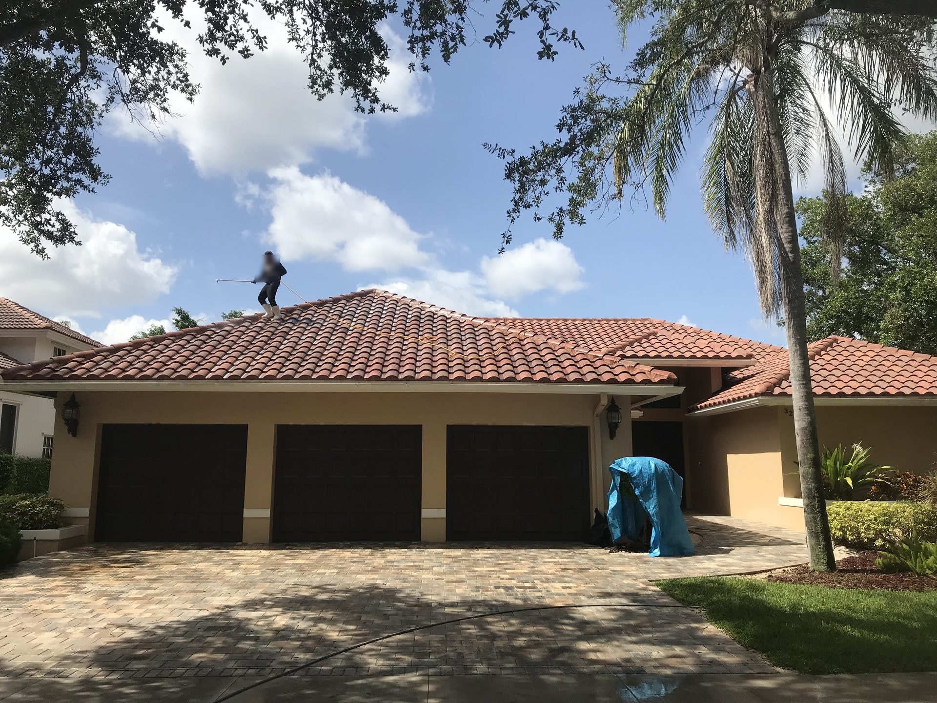Tile roof in Delray Beach, FL before soft washing