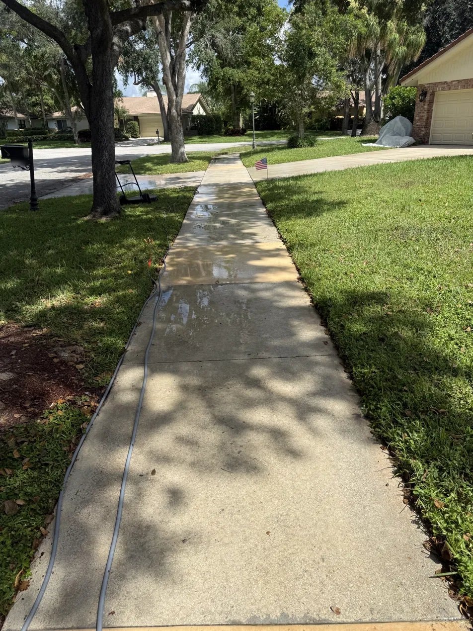 After: Concrete sidewalk pressure washing - Boca Raton, FL — after service
