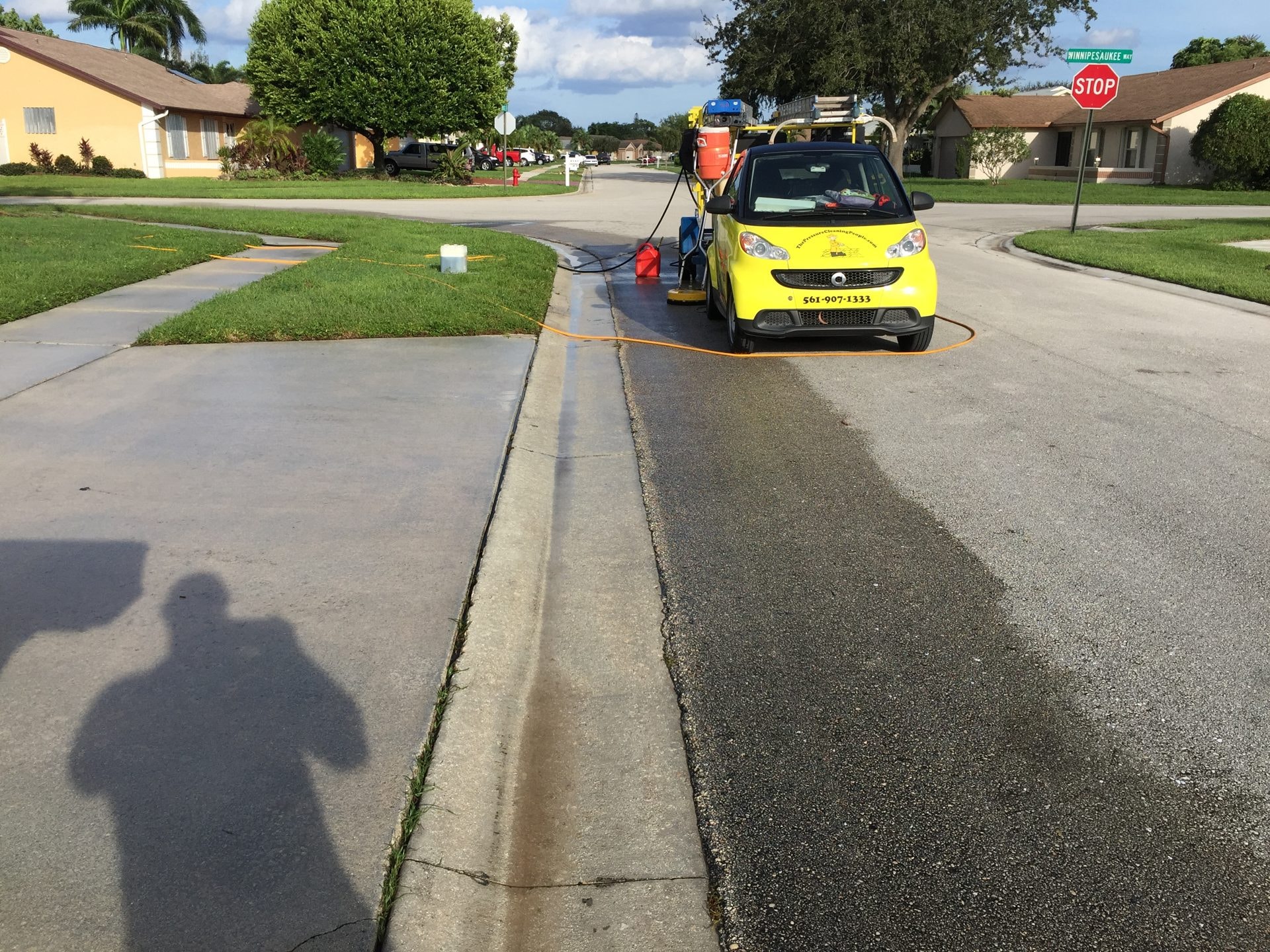 Curb and swale after pressure cleaning, Greenacres, FL