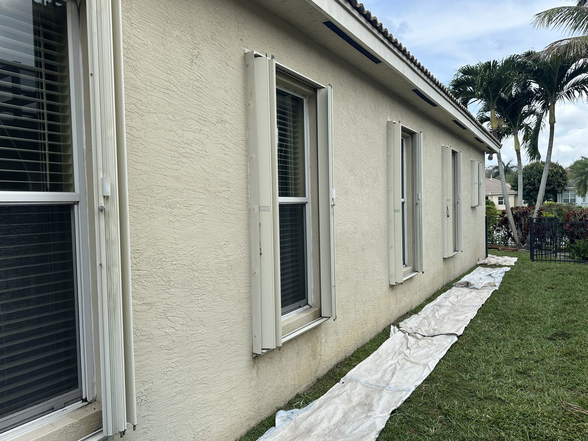 Landscaping protected during house washing in Wellington, FL