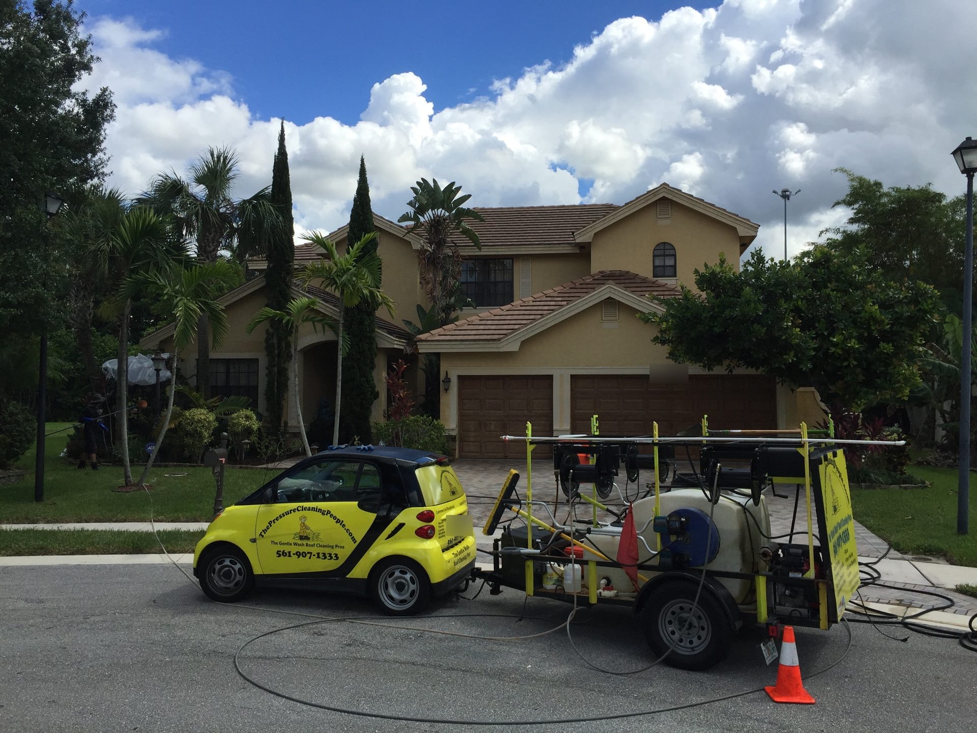 Tile roof soft washing in Wellington, FL